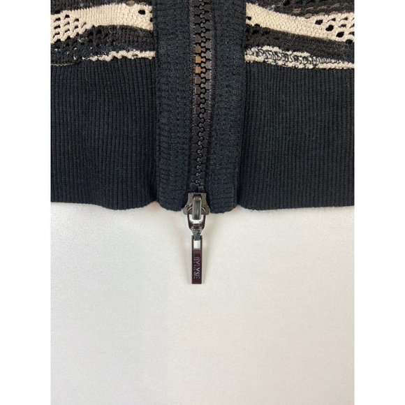 Bylyse Women's Open Front Zip Cardigan Black & Beige Size L - Picture 6 of 10